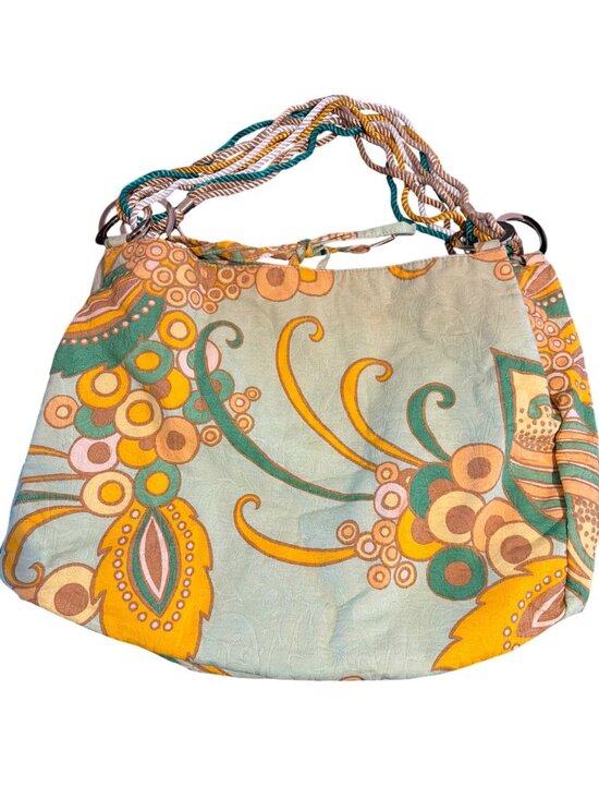 Banana Republic Handbags - Vintage Y2K Banana Republic Hobo Bag Green Floral Twist Rope Handles Estate READ